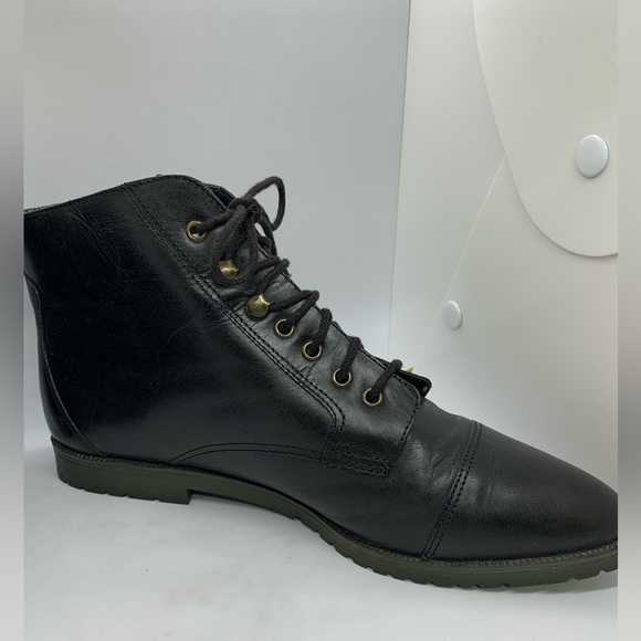 Vintage Sandra Miller Hardy Black Buckle Leather Lace Up Ankle Boot Size 8.5 - Picture 7 of 12